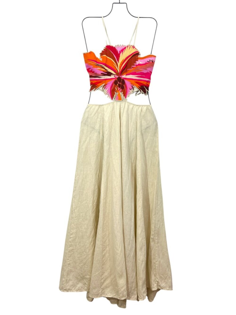 Maaji Owen Linen Maxi Cut Out Dress Linen Small Pre-Loved
